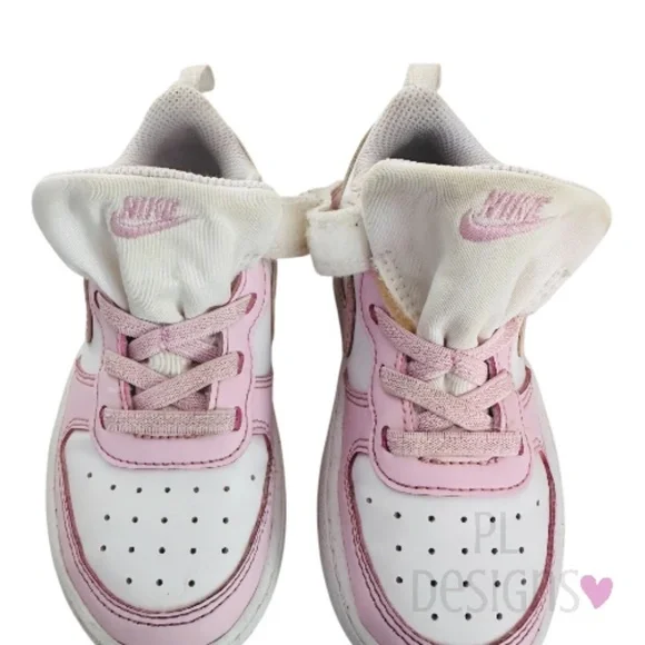 Nike Court Borough Low Recraft Sneakers White/Pink Girls 9C Little Kid Shoes - Picture 3 of 8